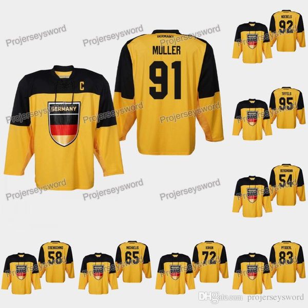 

Germany Moritz Muller 2019 IIHF World Championship Jersey Lean Bergmann Marc Michaelis Dominik Kahun Marcel Noebels Frederik Tiffels Jerseys