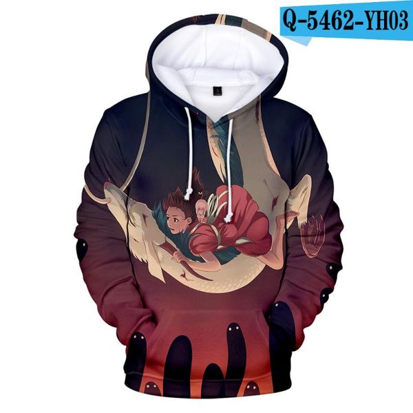 

brand sweatshirt spirited away 3d hoodies kids hoodie boy/girl anime a of chihiro men's hoody harajuku no face pullover, Black