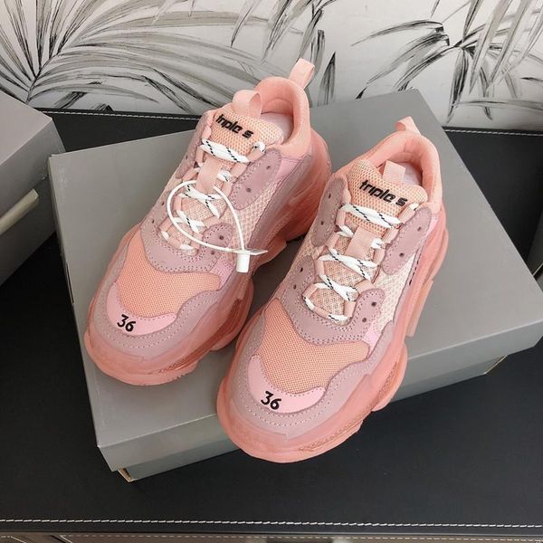 

designer shoes fashion paris 17 fw casual of triple s sneaker mens women pink white sports sneakers 35-41, Black;red