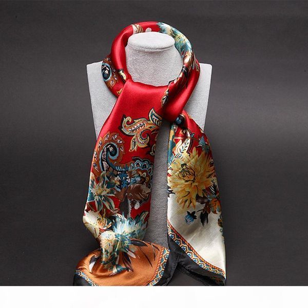 

brand luxury designer polyester scarf 2019 new women colorful floral shawls fashion scarves for christmas gift 90*90 cm, Blue;gray