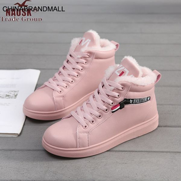 

nausk women boot fashion winter snow boots warm shoes female motorcycle woman boots botas mujer, Black