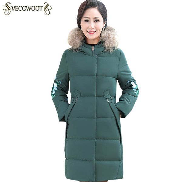 

female long plus size down jacket women new winter fashion warm down jacket women long sleeve hooded fur collar s697, Black