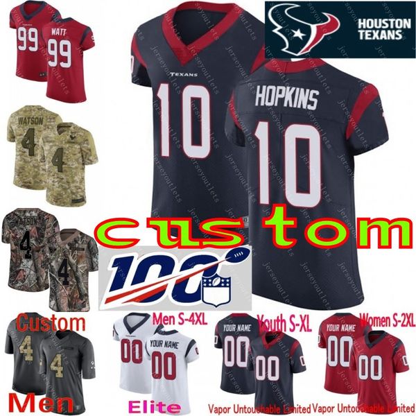 

100th custom elite texan jersey men youth women houston tytus howard watt hopkins watson clowney gillaspia johnson demaryius thomas jersey, Black;red