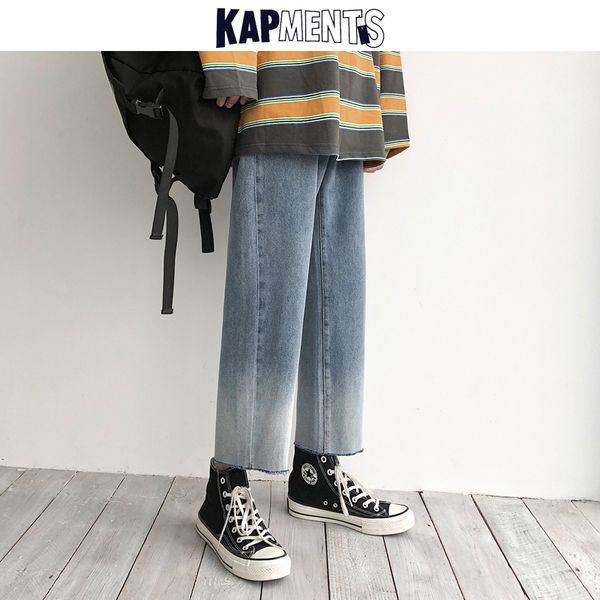 

kapments men gradient korean fashions harem jeans pants 2020 mens harajuku blue baggy jeans male wide leg denim joggers