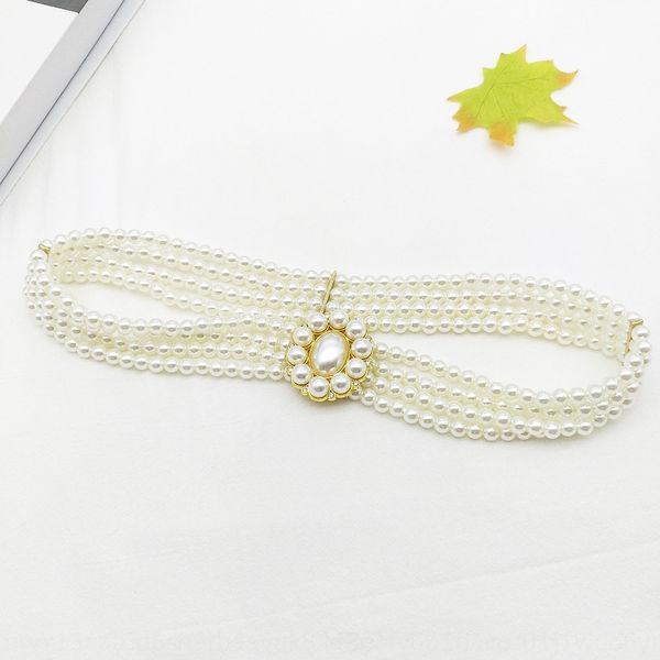 

2020 elegant hanfu dress rhinestone elastic dress crystal rhinestone crystal elastic pearl waist chain belt, Black;brown