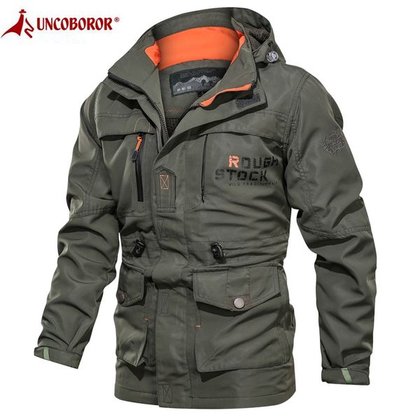 

2019 bomber casual jacket men outwear breathable windbreaker zipper hooded coat multi-pocket waterproof tactical jacket, Black;brown
