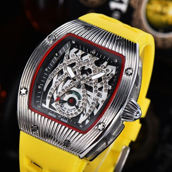 

men watches new quartz chronograph ladies watch rubber strap stainless steel diamond starry dial sports fashion business watches, Slivery;brown