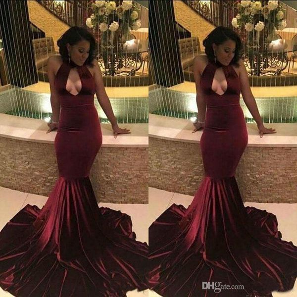 

charming 2019 mermaid prom dresses halter neck sleeveless formal evening dresses ruffles sweep train custom made formal party gowns, Black