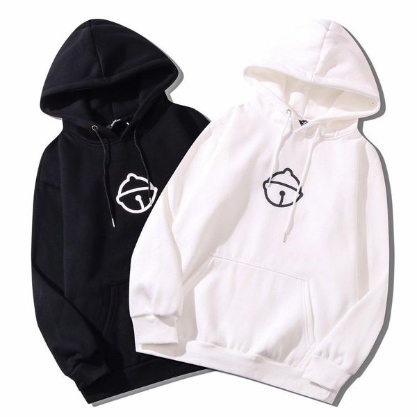 

19aw mens designer sweatshirt doraemon anime cartoon printed couple casual sweatshirt black white hoodie asian size m-2xl