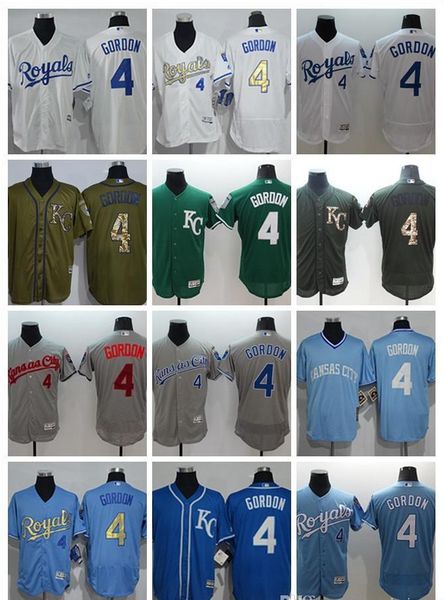 

custom men women youth kc royals jersey #4 alex gordon home blue white grey baseball jerseys, Blue;black