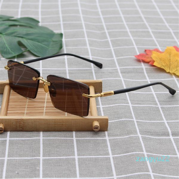 

eye glass heavy male brown crystal stone protect for man anti scratch dry glasses uv400 anti sun sunglasses men wholesale-rimless gouxg