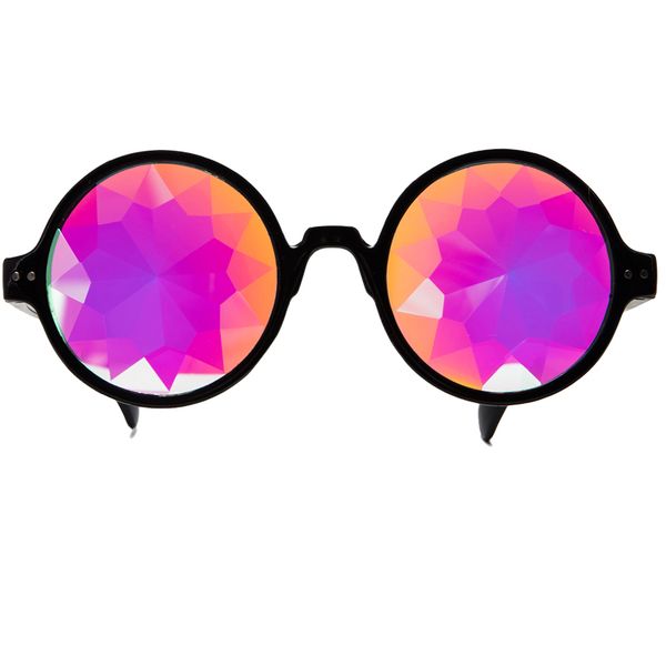 

florata 2018 retro round kaleidoscope sunglasses dancing party men women designer kaleidoscope lens glasses retro de sol, White;black