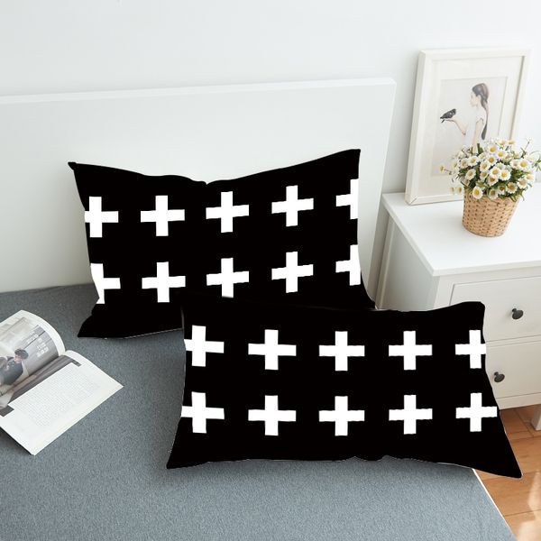 

douaeng 2 pieces geometric patterns pillow cover white cross printed pillow case simple style pillowcase 2 size