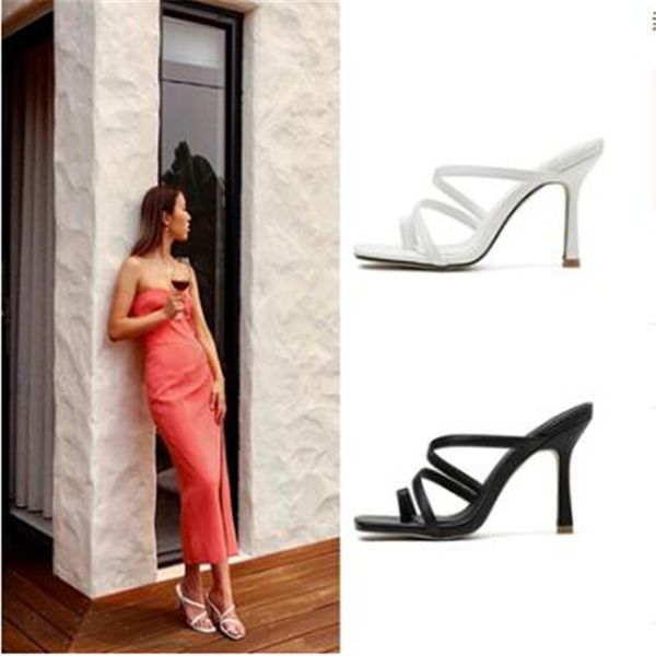 

women summer casual toe strappy high-heeled slippers sandals shoes woman fashion sandals y200702, Black