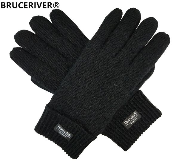

bruceriver men' pure wool knitted gloves with thinsulate lining, Blue;gray