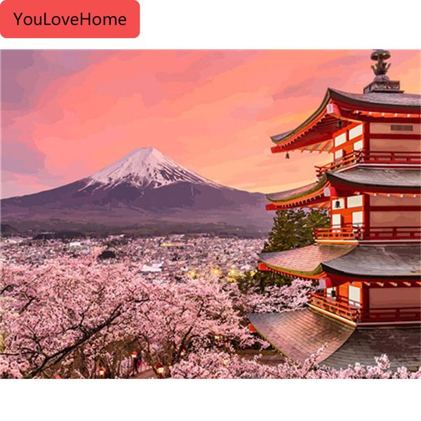 diy paint by numbers пейзаж unframe акриловая краска для взрослых раскраска по номерам холст здание ручная роспись подарочные наборы рисоват