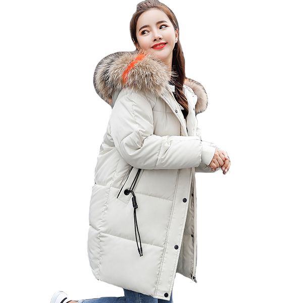 

winter new arrival jacket with fur new collar warm hooded female women winter coat 2020 long parka women outwear coat, Black
