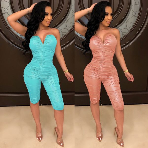 

2019 promotion bodysuit women vadim deep v neck wrapped women bodysuit nightclub wear color s-xl sizes jumpsuit, Black;white
