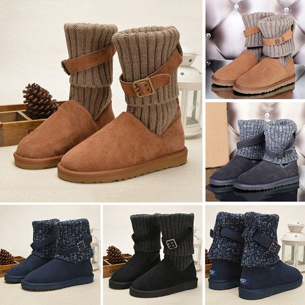 

discount fashion wgg 1003175 sweater women s australia classic half knee boots ankle boots black grey chestnut tie women girl snow boots