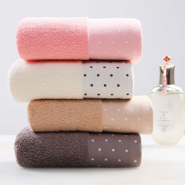 

super soft long stapled cotton face towel excellent water-absorbing quality dots pattern towel