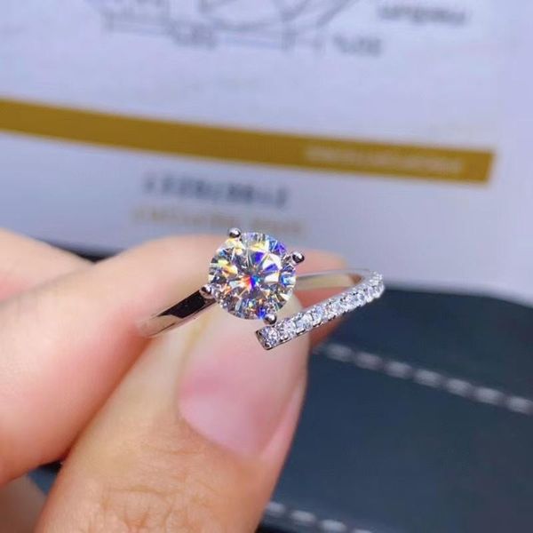 

cluster rings 2021 crackling moissanite ring for women jewelry engagement wedding 925 silver adjustable size birthday gift, Golden;silver
