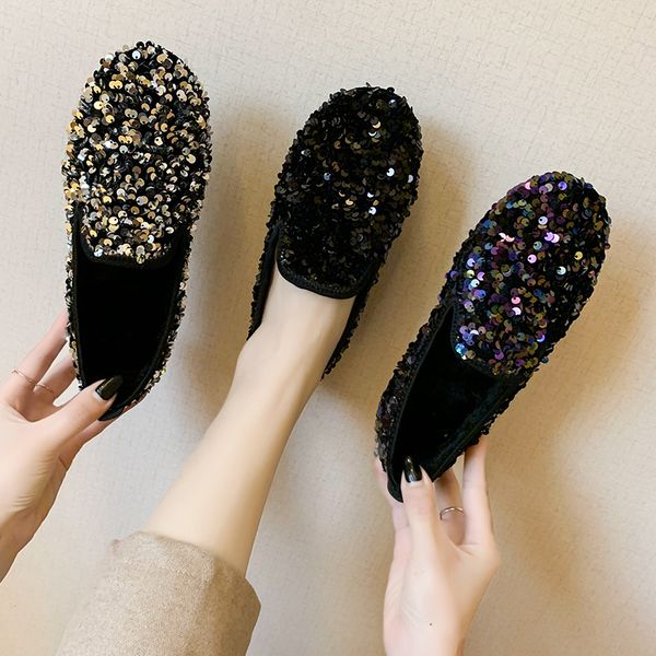 

casual woman shoe winter shoes women female footwear all-match autumn loafers with fur round toe women's moccasins modis, Black