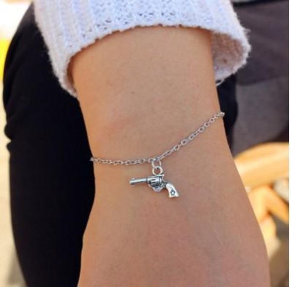 

jewelry gun bracelets punk style chain alloy silver tone link chain wrap bracelets womens jewelry gifts, Black
