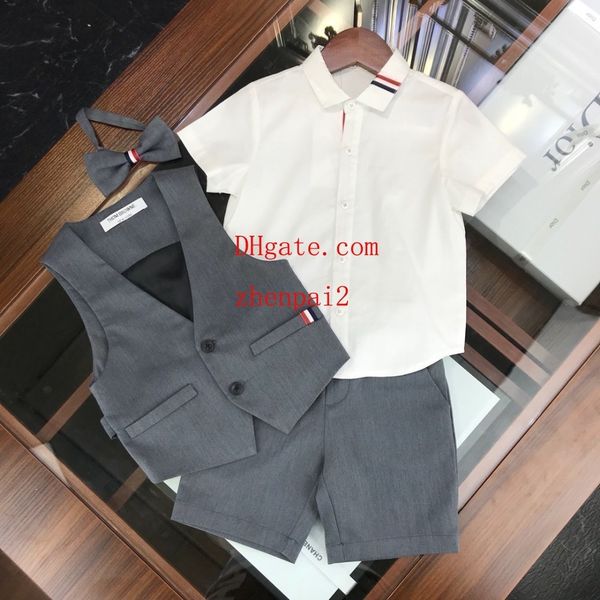 

Kids outfits 3pcs Suits baby tracksuit Boys gentleman Suits Vest+Short sleeve +pants kids boutique Clothing Sets clothes