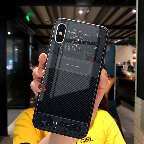 

good luxury designer h9 tempered glass case for iphone 11 pro x xr xs max 7 8 6 6s plus disassemble circuit board pattern back cover