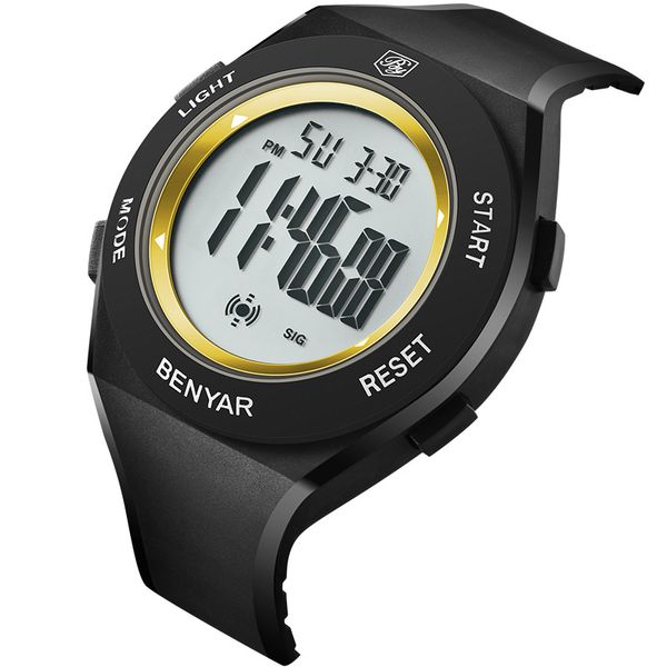 

benyar men sports digital waterproof watches men's boy led digital satch date silicone clock relogio masculino montre homme, Slivery;brown