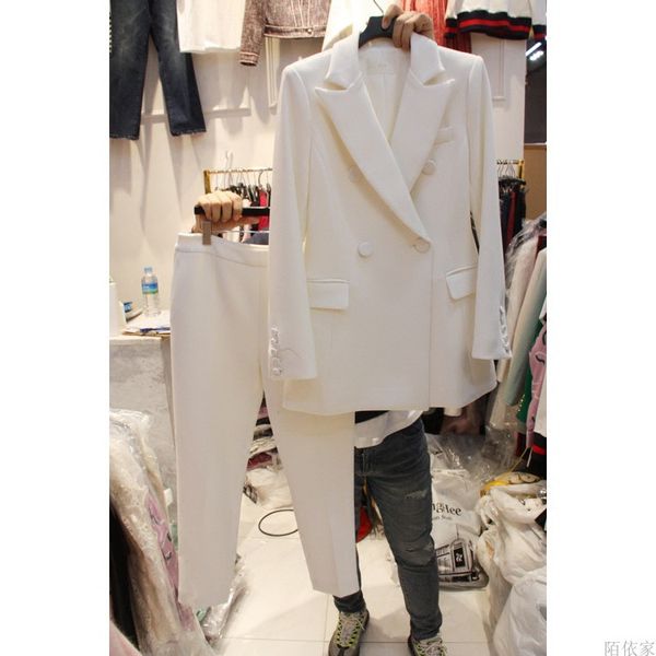 

suit jacket female 2019spring and autumn new women's professional self-cultivation temperament nine pants suit fashion two-piece, White;black