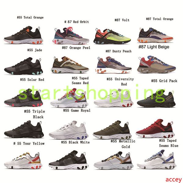 

react element 55 87 mens running shoes men women royal tint sail volt racer pink black trainers sports shoes size 36-45