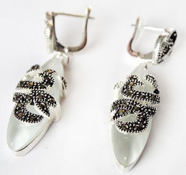 

bueno plata natural claro pendientes Ã³palo blanco, Silver