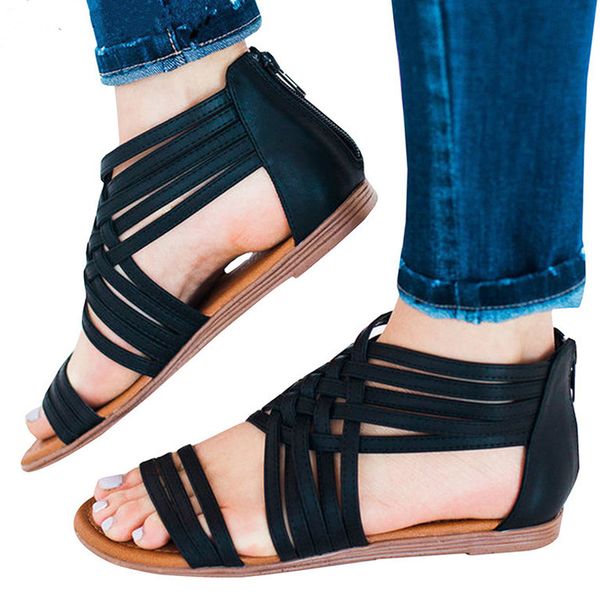 

нове ление женкие андалии на плокой подове bohemia sandalias comfort женка обђв пл, Black