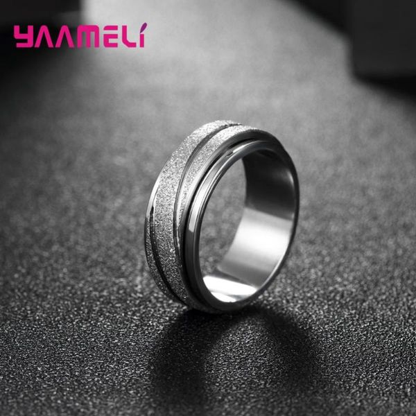 

titanium stainless steel never fade women men finger rings pure 925 sterling silver rotating gear classic finger decoration, Golden;silver