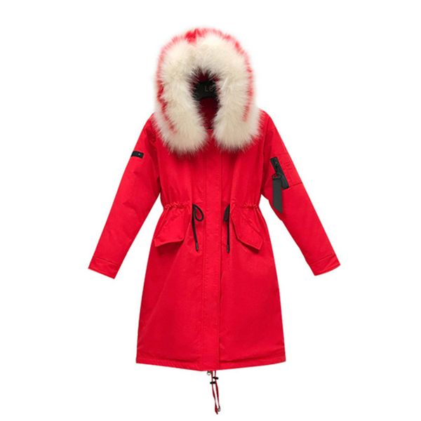

rlyaeiz 2019 fashion fleece warm winter coat jacket women colorful fur collar hooded long thickening parka coat casaco feminino, Tan;black