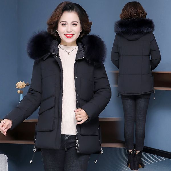

mom cotton coat mid-length winter coat western style fashion middle-aged cotton-padded clothes women jacket autumn and winter do, Blue;black