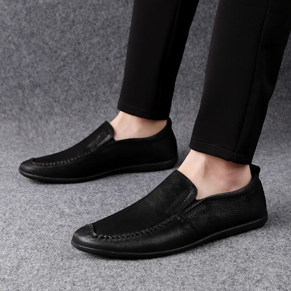 

autumn soft men casual shoes flats loafers male moccasins driving shoes male vintage italian men hc-662, Black
