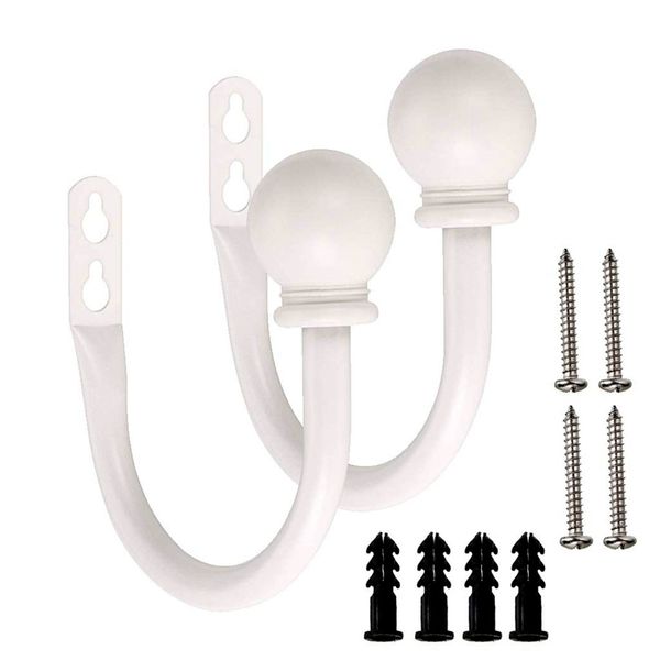 

set of 2 metal decorative curtain hold backs, wall mounted window drapery tiebacks for bedroom, livingroom, office come with scr
