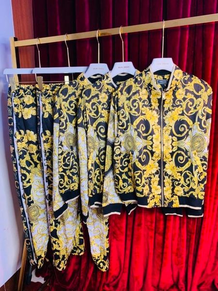 

женские брюки смешанный шифон из двух частей повседневный набор свободный узор печати футболка длинный топ широкие брюки набор лето setat, White