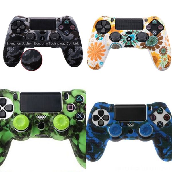 

keb1e гвардейской мягкая ручка pro кожи ps4 camo силиконовый чехол протектор для playstation 4 камуфляж ps4 рукав контроллер + 2 caps