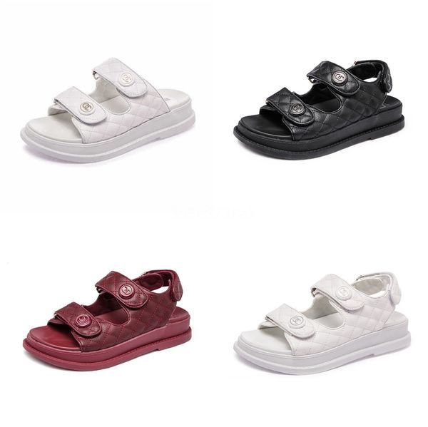 

women sandals 2020 new women summer sandals plus size 43 leather flat female flip flop casual beach shoes ladies t04#923, Black