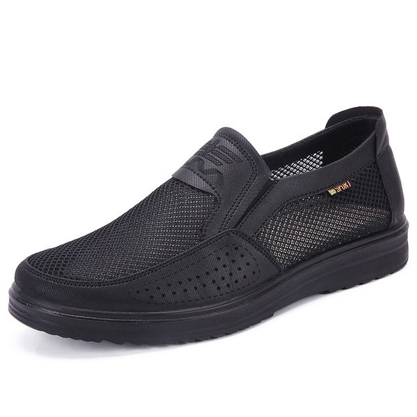 

new men's casual shoes men summer style mesh flats for men loafer creepers casual high-end shoes very comfortable dad shoes38-48, Black