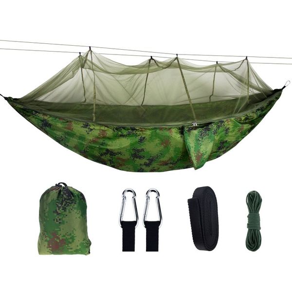 

260 x 140cm ultralight outdoor mosquito net hammock double person 210t nylon anti-mosquito parachute cloth aerial camping tent