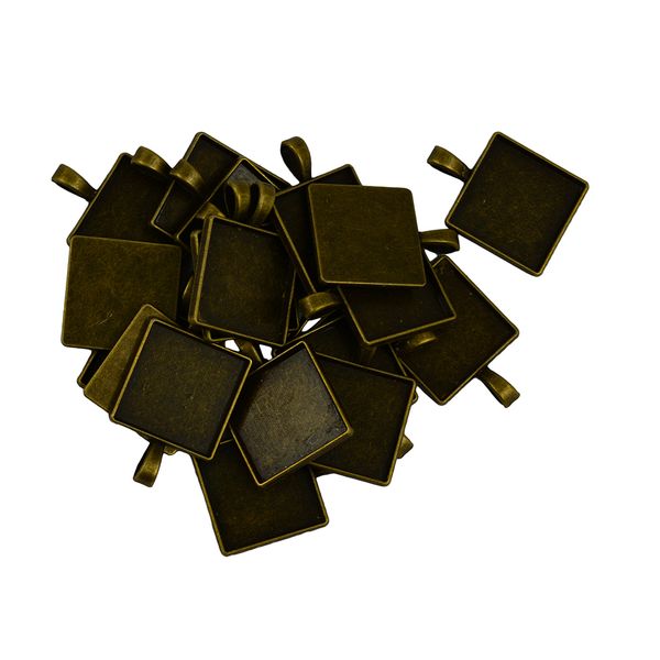 

20 x blank square bezel tray base cabochon pendant diy jewelry findings, Black