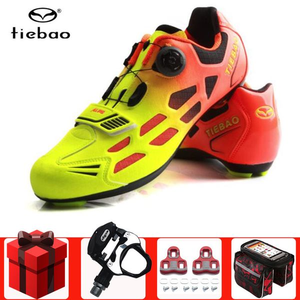 

tiebao road cycling shoes add pedal set sapatilha ciclismo men sneakers women zapatillas deportivas hombre breathable bike shoes, Black
