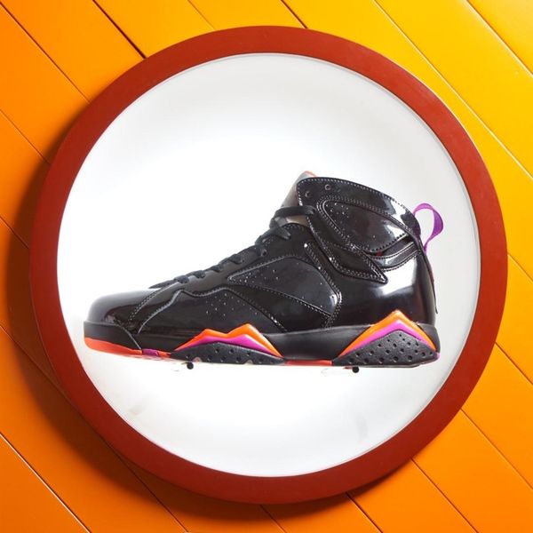 

2019 new men basketball shoes 7 7s halloween patent leather black purple orange yellow 7 retros with box size 7-13