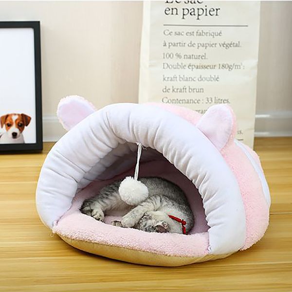 

small cat dog puppy kennel bed house pet mat sofa sleeping soft fleece bag winter warm nest puppy cave bed slipper shape pet mat