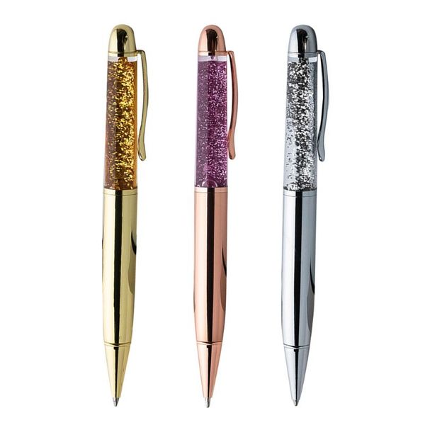 

creative crystal sequin ball point pen retractable signature writing tools student office, Blue;orange
