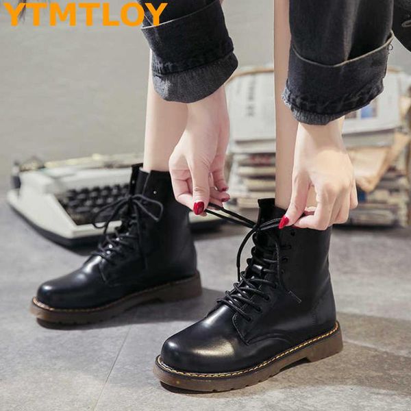 

2020 new ladies leather boots spring and autumn pu leather boots fashion winter warm flat women's, Black